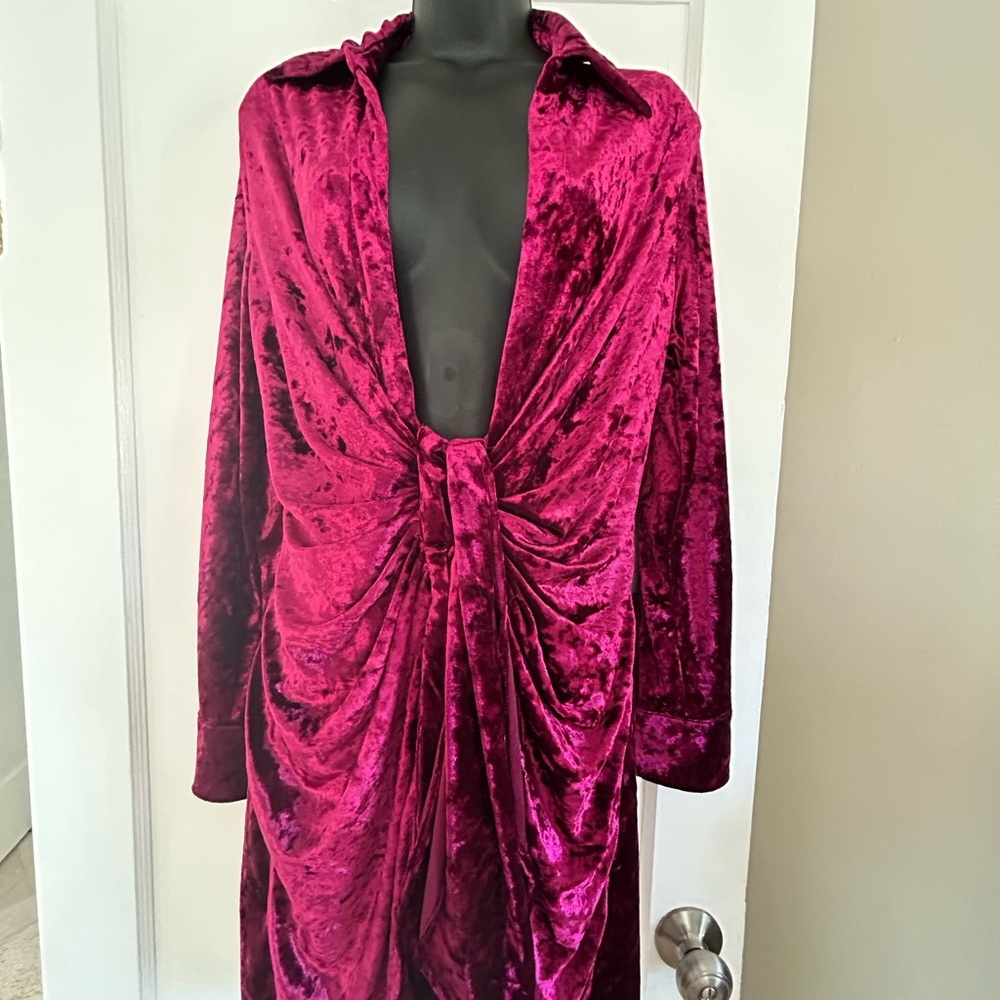Elegant Velvet Burgundy Dress